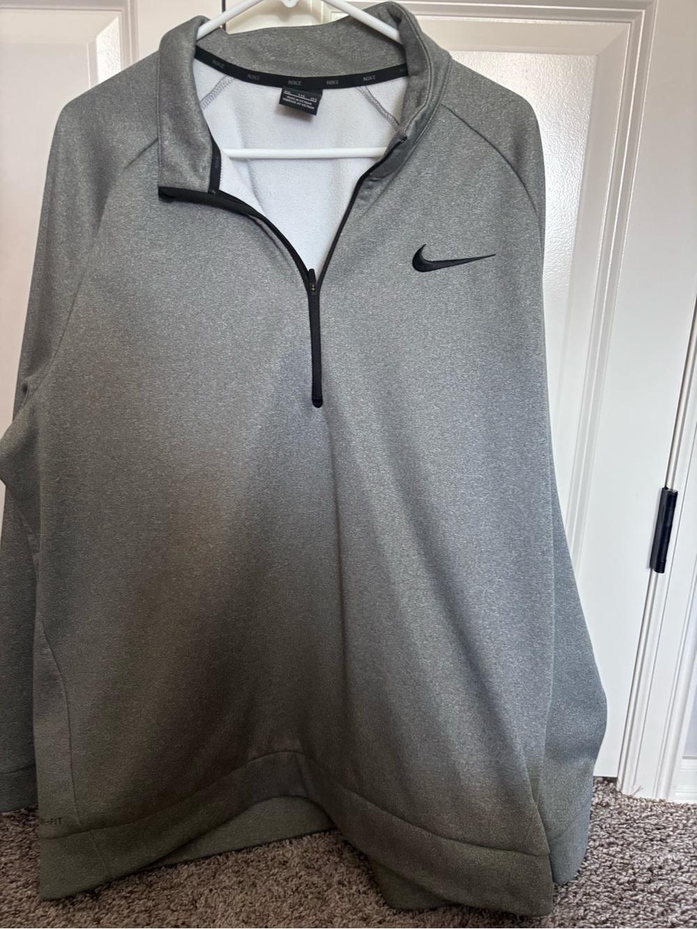Nike Light Gray and Black Quarter-Zip Pullover